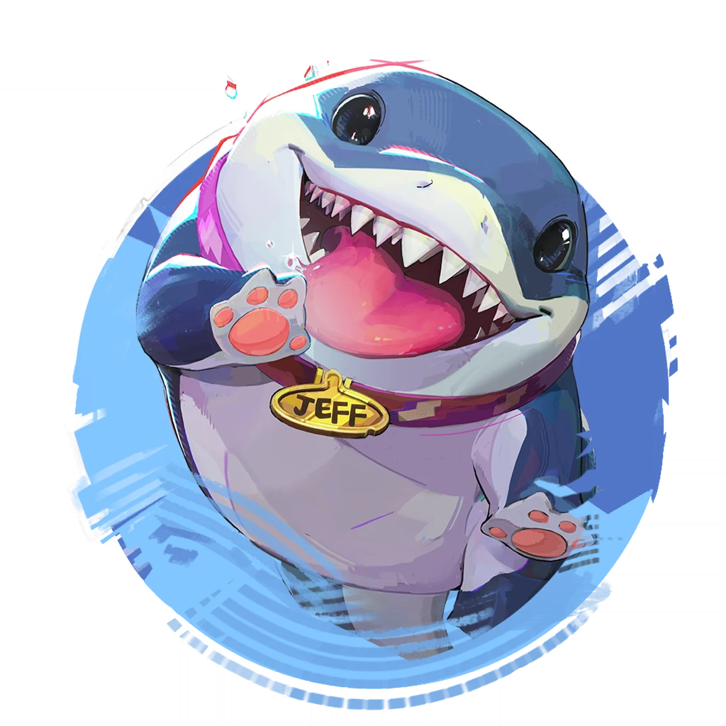 Placeholder image for Jeff the Land Shark, a cute purple shark.